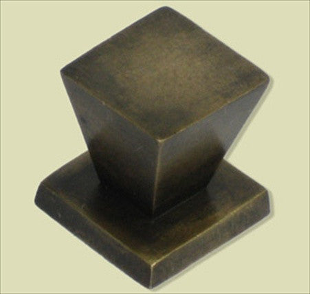 Handcrafted Hardware HKN3010: 7/8" Square Knob   - Unlacquered Antique Brass