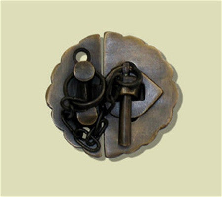 Handcrafted Hardware HLA1012: 1-3/4" Round Latch w/Chain - Unlacquered Antique Brass