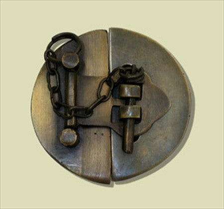 Handcrafted Hardware HLA1014: 2-3/8" Round Latch w/Chain - Unlacquered Antique Brass
