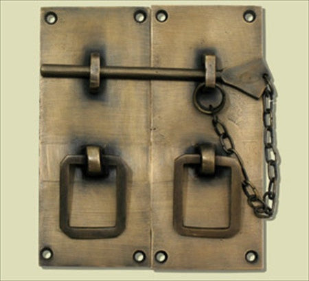 Handcrafted Hardware HLA3010: 4-1/2" Latch 2 Piece Lock w/Handle  - Unlacquered Antique Brass