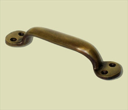 Handcrafted Hardware HPU7018: 4" Medium Pull w/Oval Feet - Unlacquered Antique Brass