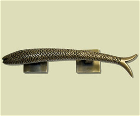 Handcrafted Hardware HPU7027L: 7-1/4" Pisces Fish Pull (left) - Unlacquered Antique Brass