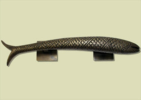 Handcrafted Hardware HPU7029R: 11-3/4" Pisces Fish Pull (right) - Unlacquered Antique Brass