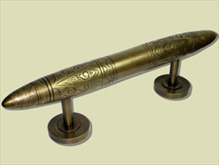 Handcrafted Hardware HPU8044: 14-1/4" Ornate Torpedo Pull - Unlacquered Antique Brass