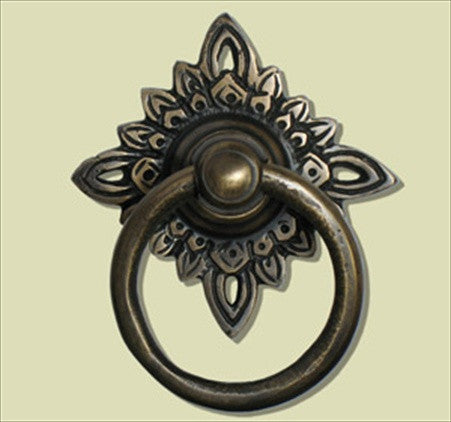 Handcrafted Hardware HRP5010: 2-1/4" Ring Pull w/Star Backplate - Unlacquered Antique Brass