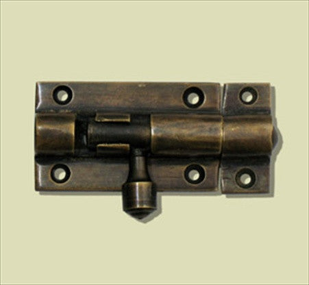 Handcrafted Hardware HSB4010: 2-3/4" Cylinder Surface Bolt - Unlacquered Antique Brass