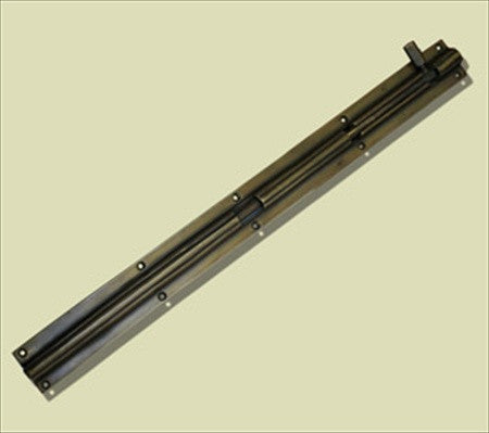 Handcrafted Hardware HSB4030: 17-1/4" Surface Bolt w/Long Shaft - Unlacquered Antique Brass