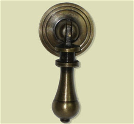 Handcrafted Hardware HTP1014: 2-5/8" Teardrop Pull w/Backplate - Unlacquered Antique Brass