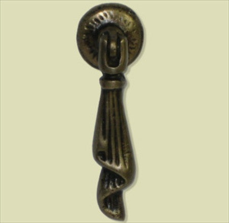 Handcrafted Hardware HTP1020: 2-5/8" Teardrop Drape Pull - Unlacquered Antique Brass
