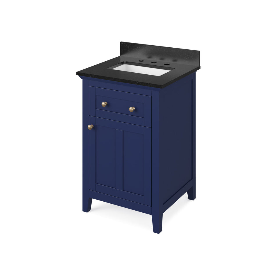 Jeffrey Alexander 24" Chatham Single Bowl Vanity - Hale Blue Cabinet with Black Granite Top