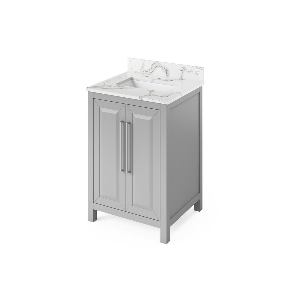 Jeffrey Alexander 24" Cade Single Bowl Vanity - Grey Cabinet with Calacatta Vienna Quartz Top