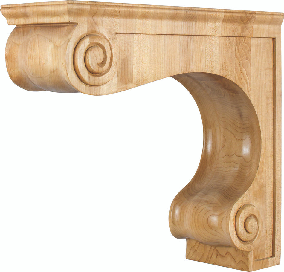 Hardware Resources COR9-3RW: 4-5/8" x 14" x 12" Range Hood Corbel - Rubberwood