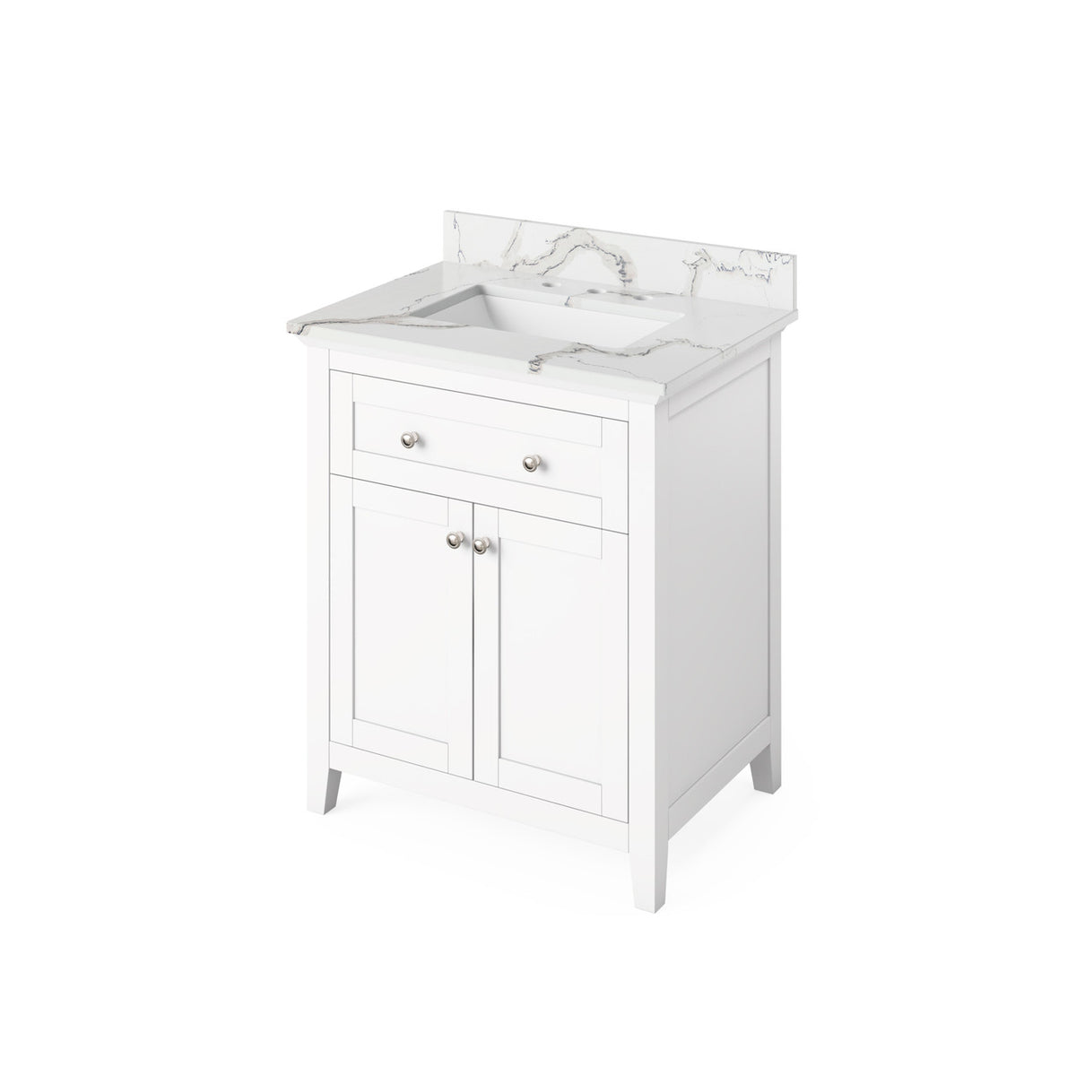 Jeffrey Alexander 30" Chatham Single Bowl Vanity - White Cabinet with Calacatta Vienna Quartz Top