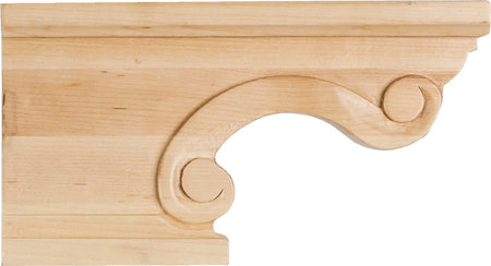 Hardware Resources PFL2-MP: 8-1/4" x 1-1/2" x 4-1/2"Scrolled Left Corner Foot - Maple