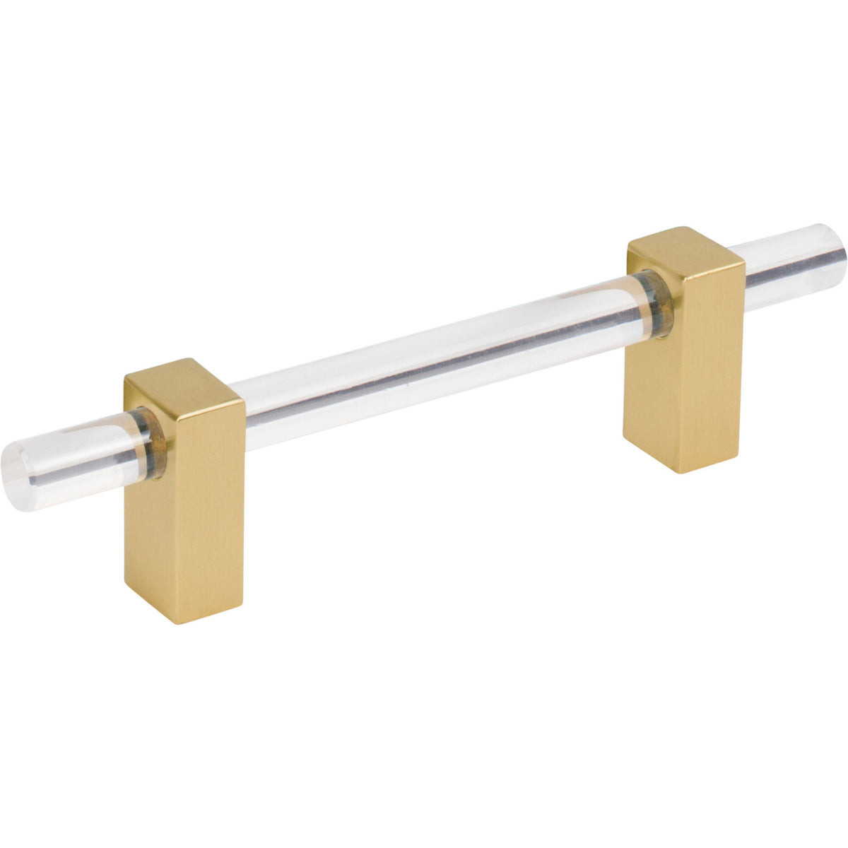 Jeffrey Alexander 578-96BG: 96mm cc Spencer Bar Cabinet Pull - Brushed Gold/Clear Acrylic