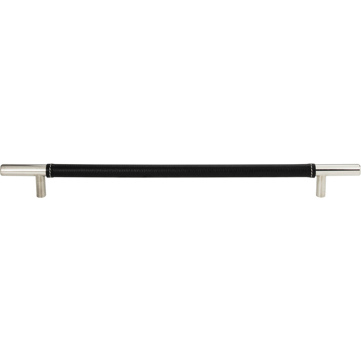 Atlas 282-BL-CH: 11-5/16" cc Zanzibar Cabinet Pull - Black Leather/Polished Chrome
