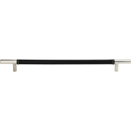 Atlas 282-BL-CH: 11-5/16" cc Zanzibar Cabinet Pull - Black Leather/Polished Chrome