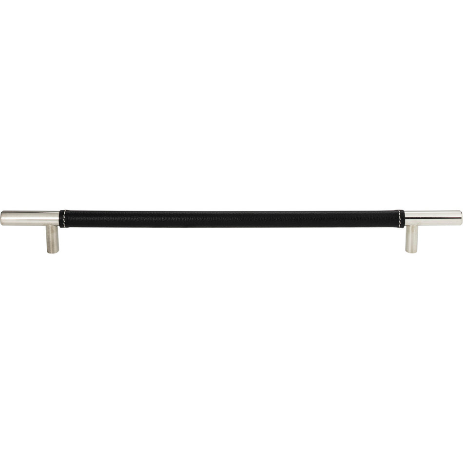 Atlas 282-BL-CH: 11-5/16" cc Zanzibar Cabinet Pull - Black Leather/Polished Chrome