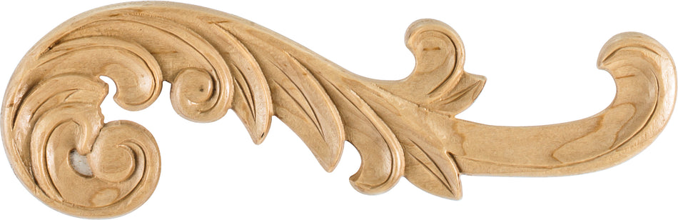 Hardware Resources APL-05-R-CH: 10-3/8" x 1/4" x 3-1/4" Curved Acanthus Applique (right) - Cherry