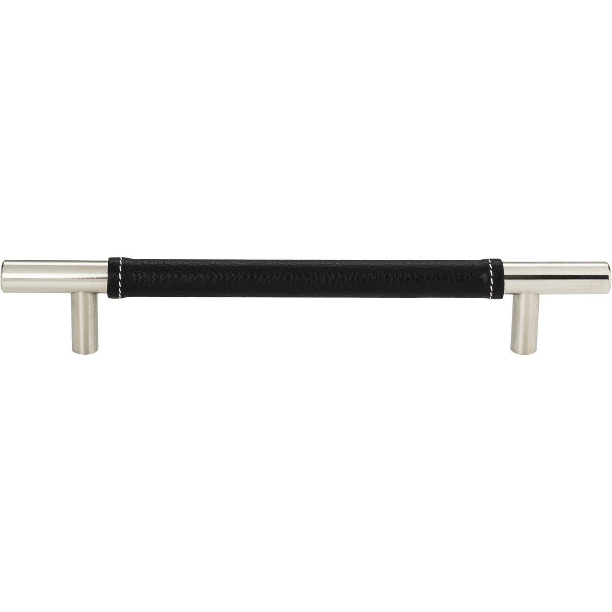 Atlas 281-BL-CH: 6-5/16" cc Zanzibar Cabinet Pull - Black Leather/Polished Chrome