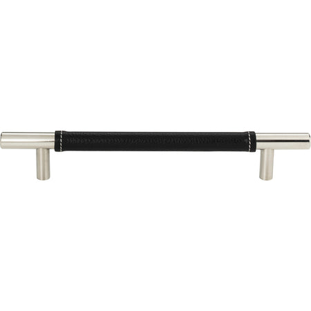 Atlas 281-BL-CH: 6-5/16" cc Zanzibar Cabinet Pull - Black Leather/Polished Chrome