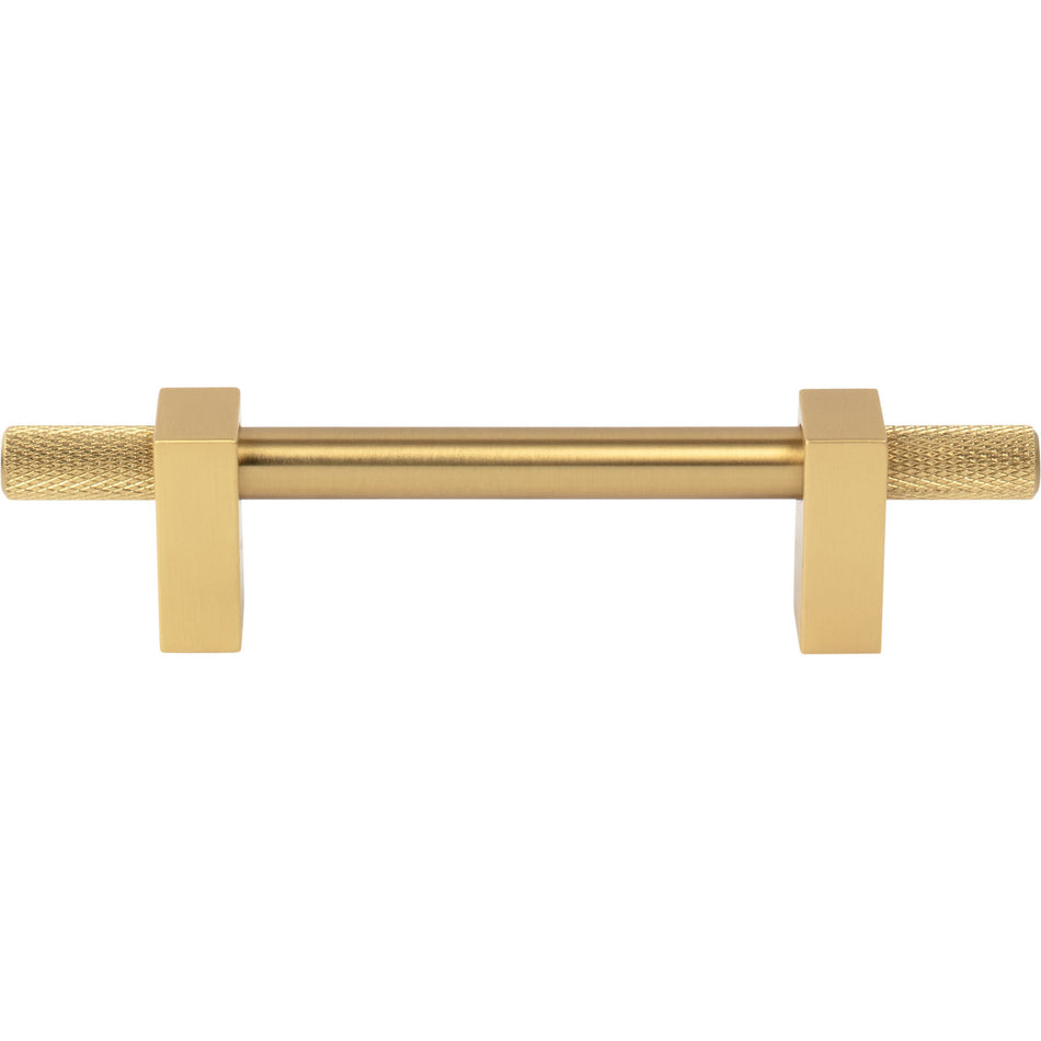 Jeffrey Alexander 698-96BG: 96mm cc Larkin Knurled Ends Bar Cabinet Pull - Brushed Gold