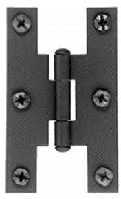 Acorn AH1BQ: 3" H Cabinet Hinge (pair) - Black Smooth Iron