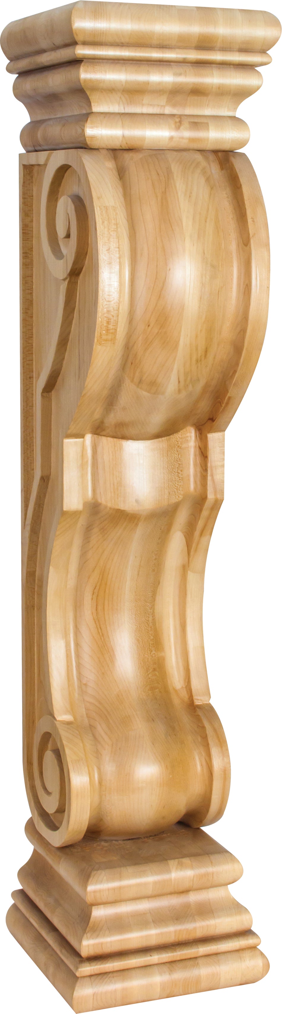 Hardware Resources FCORQ-CH: 8" x 8" x 36" Rounded Scroll Fireplace Corbel - Cherry