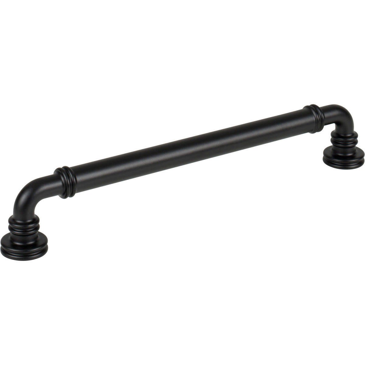 Top Knobs TK3144BLK: 7-9/16" cc Cranford D-Handle Cabinet Pull - Flat Black