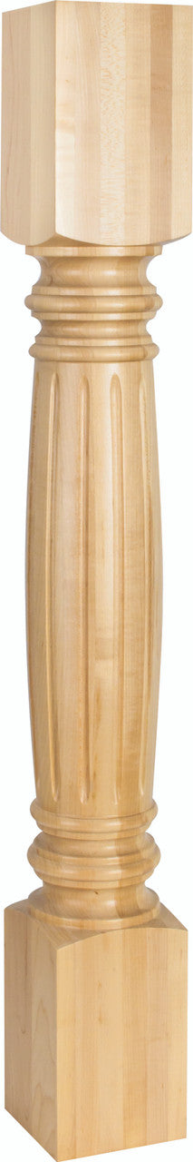 Hardware Resources P19RW: 4-1/2" x 4-1/2" x 35-1/2" Fluted Leg - Rubberwood