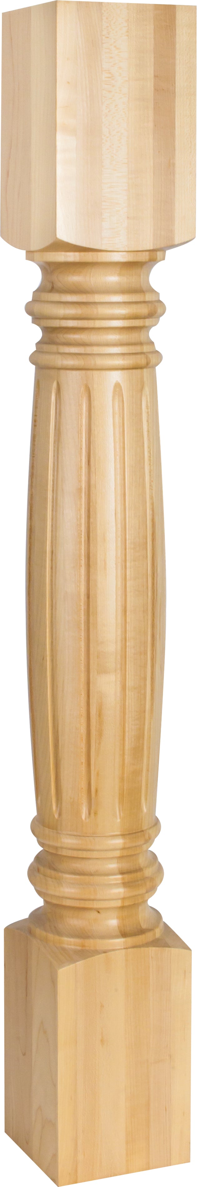 Hardware Resources P19RW: 4-1/2" x 4-1/2" x 35-1/2" Fluted Leg - Rubberwood
