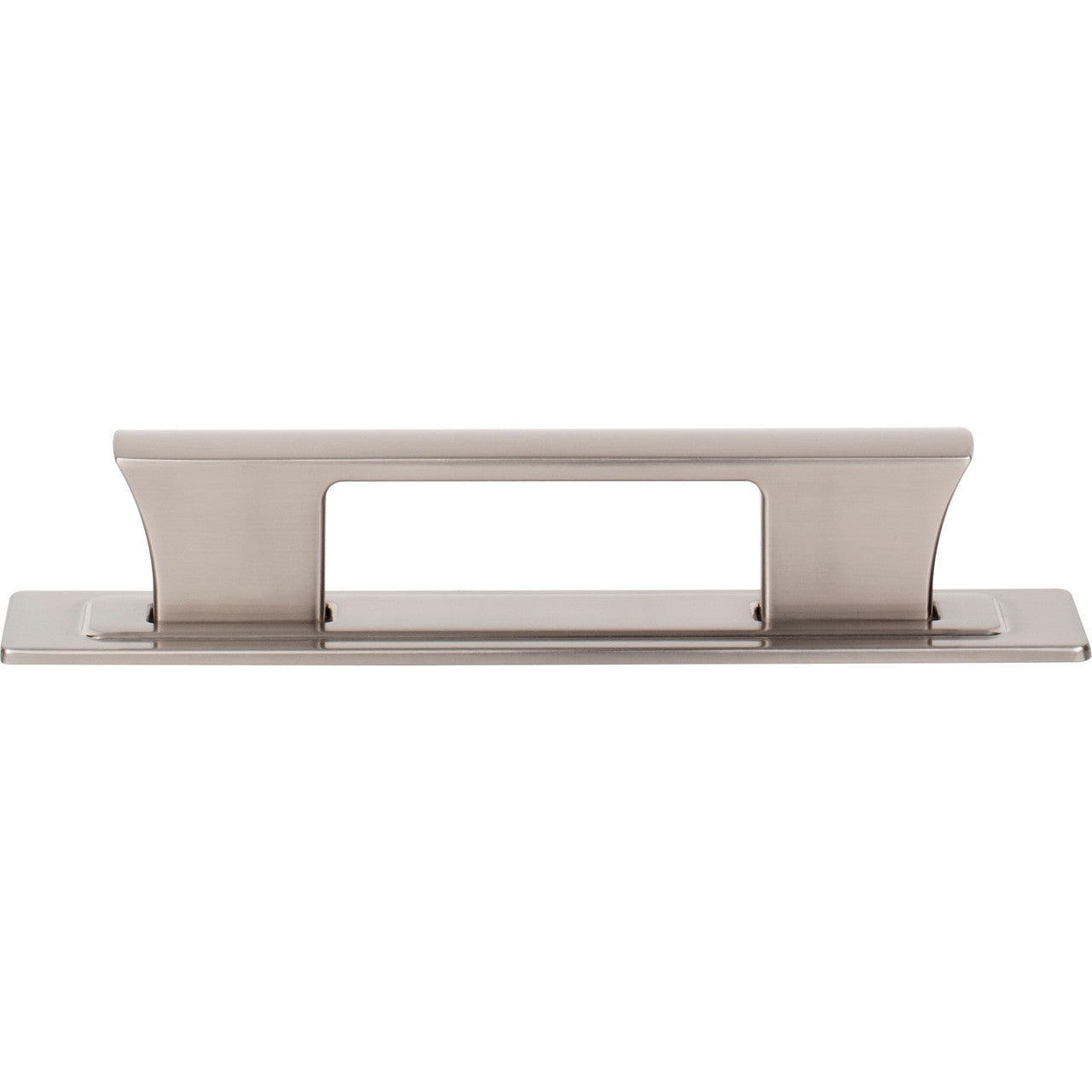 Atlas A6002-BRN: 3-3/4" cc Zander Bar Cabinet Pull w/Backplate - Brushed Nickel