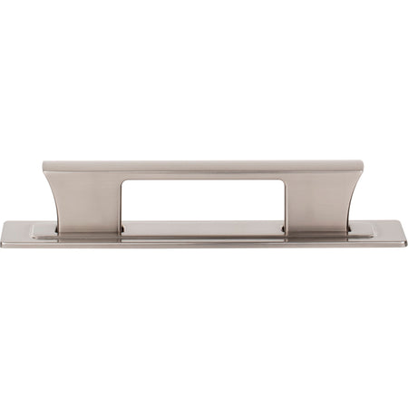 Atlas A6002-BRN: 3-3/4" cc Zander Bar Cabinet Pull w/Backplate - Brushed Nickel