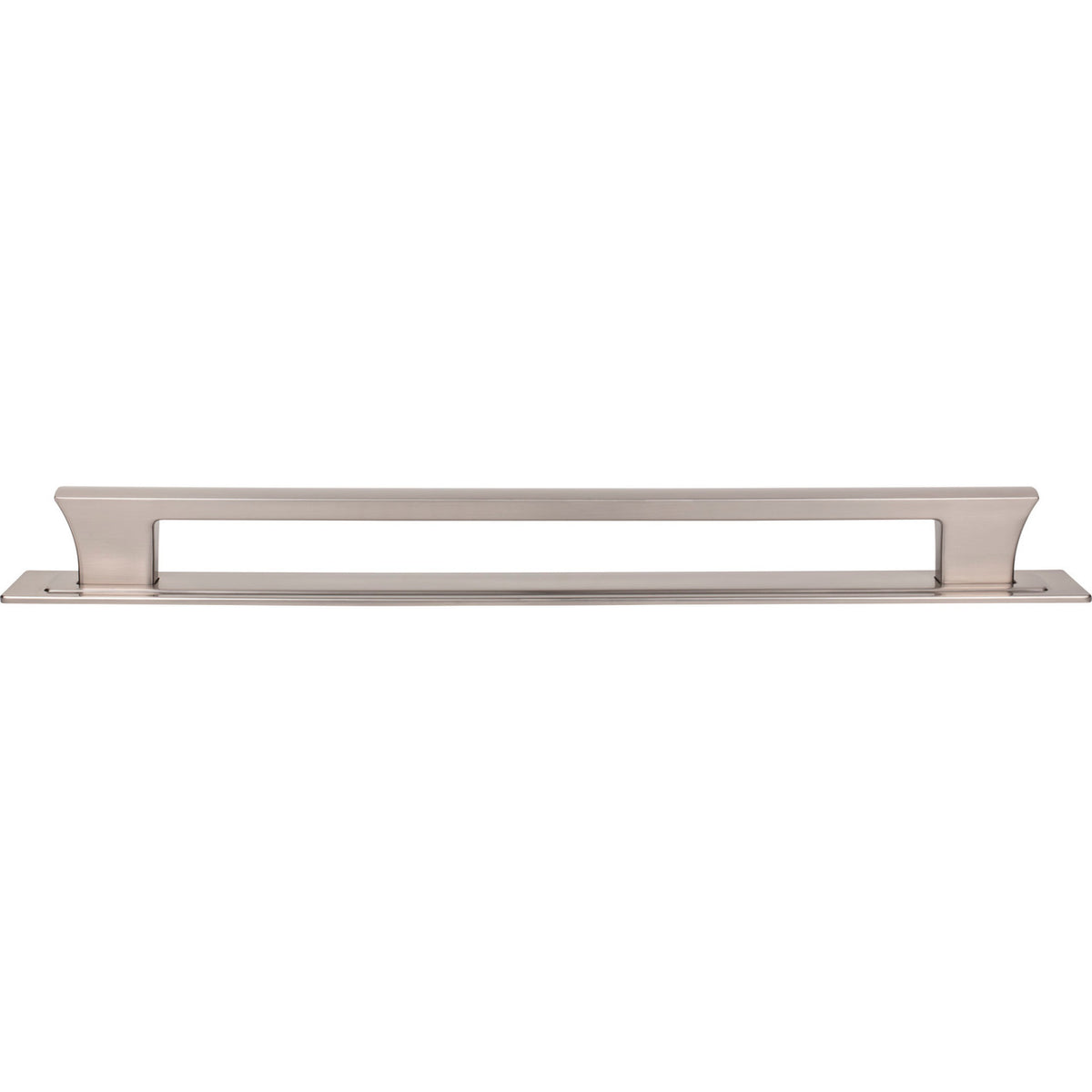 Atlas A6009-BRN: 18" cc Zander Bar Appliance Pull w/Backplate - Brushed Nickel