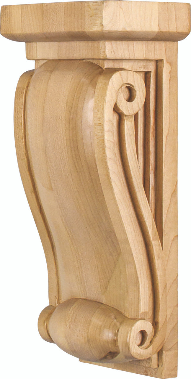 Hardware Resources COR17-1RW: 4-1/2" x 3" x 10" Neo-Gothic Corbel - Rubberwood