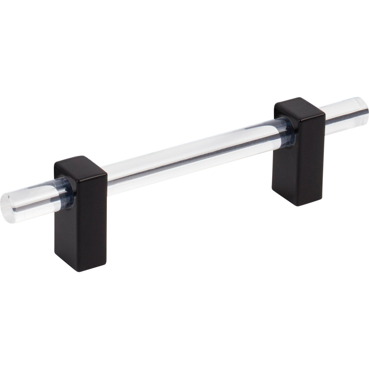 Jeffrey Alexander 578-96MB: 96mm cc Spencer Bar Cabinet Pull - Matte Black/Clear Acrylic
