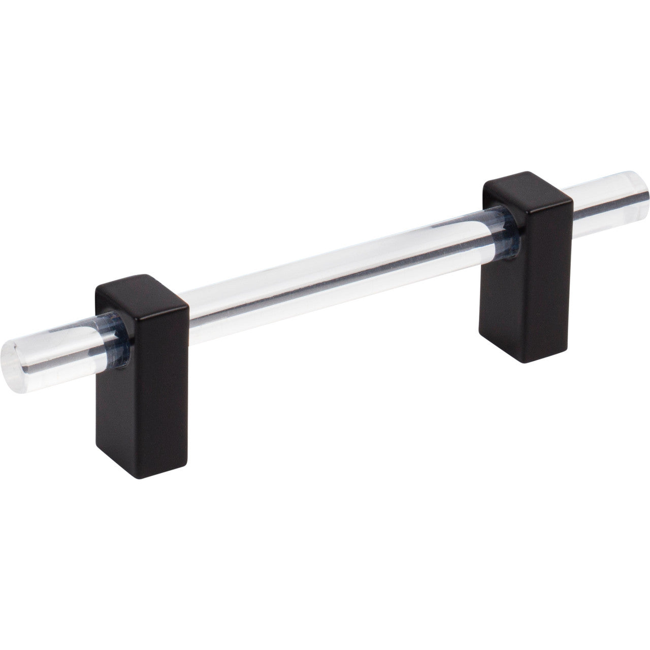 Jeffrey Alexander 578-96MB: 96mm cc Spencer Bar Cabinet Pull - Matte Black/Clear Acrylic