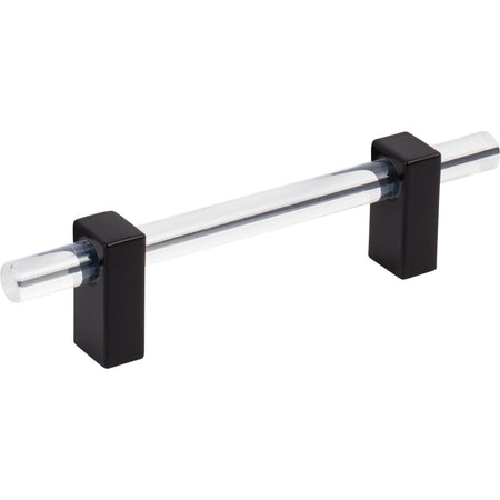 Jeffrey Alexander 578-96MB: 96mm cc Spencer Bar Cabinet Pull - Matte Black/Clear Acrylic