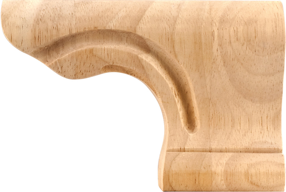 Hardware Resources PFR-OK:  6" x 1-1/8" x 4" Beaded Right Corner Pedestal Foot - Oak