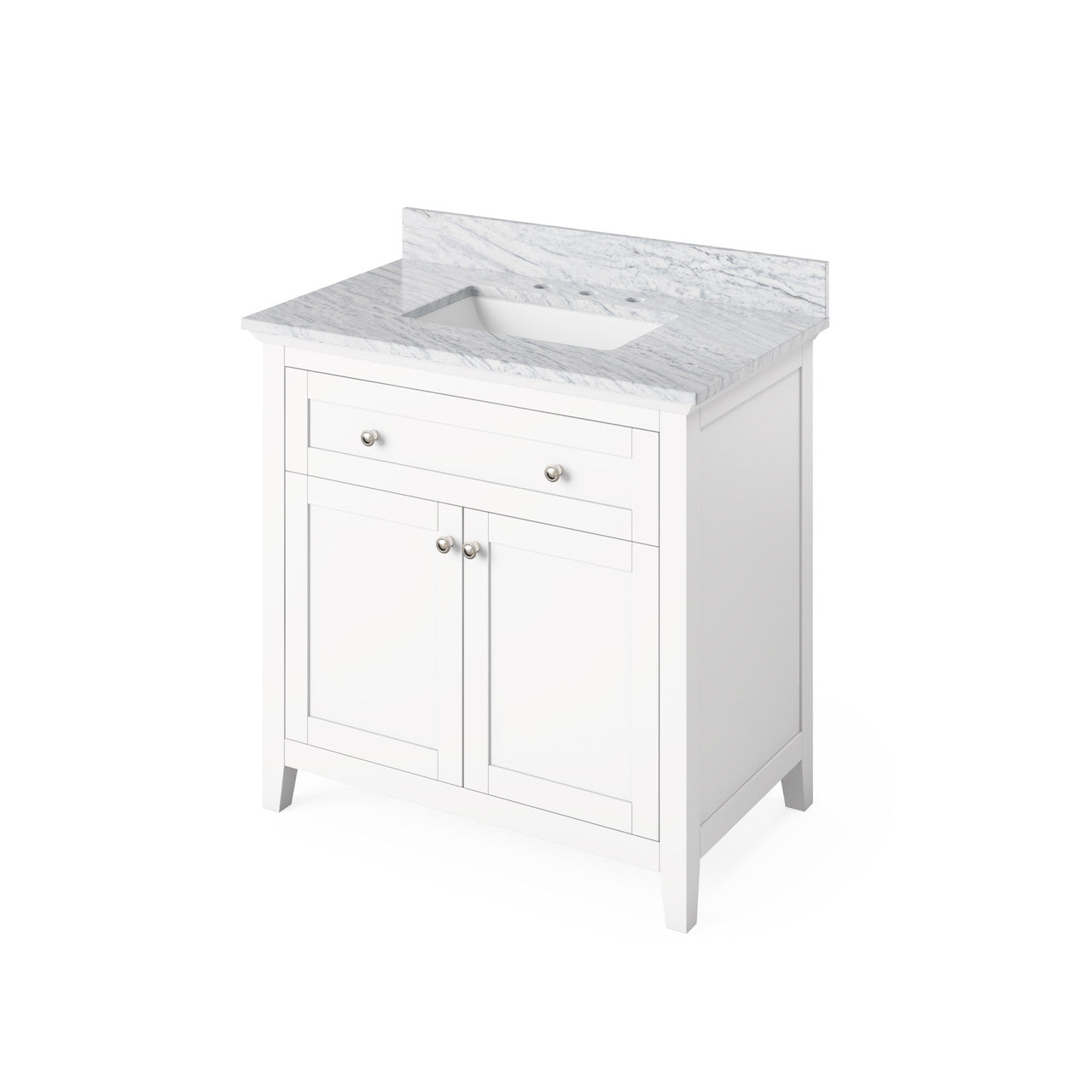 Jeffrey Alexander 36" Chatham Single Bowl Vanity - White Cabinet with White Carrara Marble Top