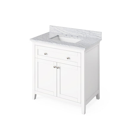 Jeffrey Alexander 36" Chatham Single Bowl Vanity - White Cabinet with White Carrara Marble Top