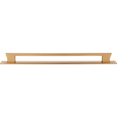 Atlas A6007-WB: 12" cc Zander Bar Cabinet Pull w/Backplate - Warm Brass