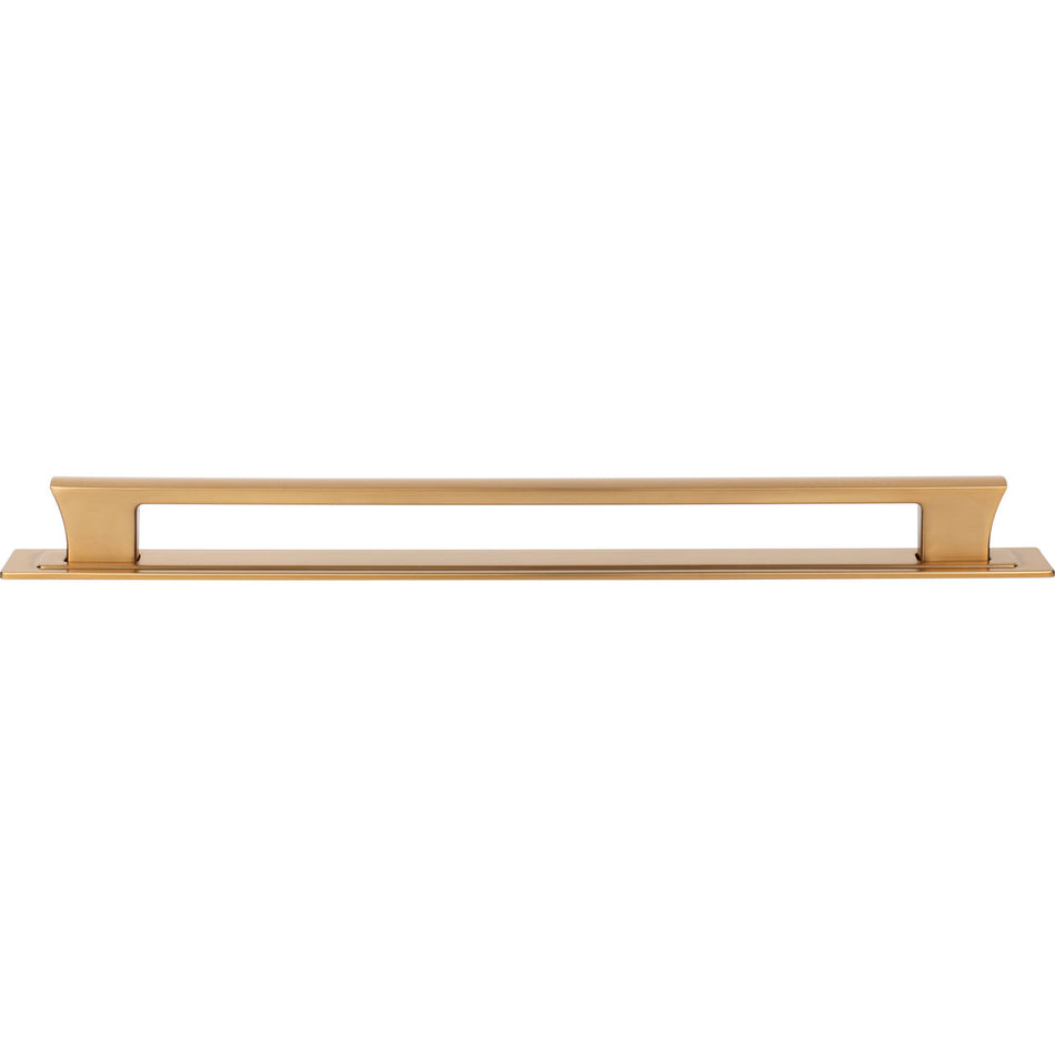 Atlas A6007-WB: 12" cc Zander Bar Cabinet Pull w/Backplate - Warm Brass