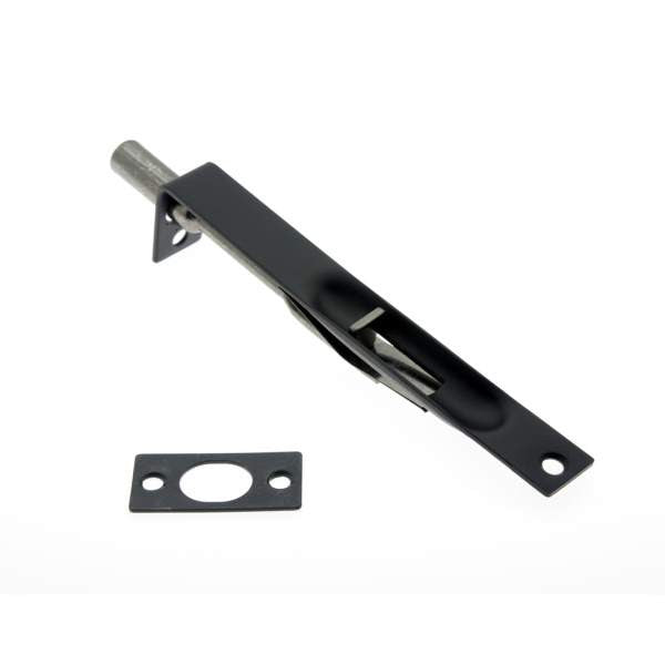 IDH Brass 11010-019: 6" Solid Brass Flush Bolt Square Ends - Matte Black