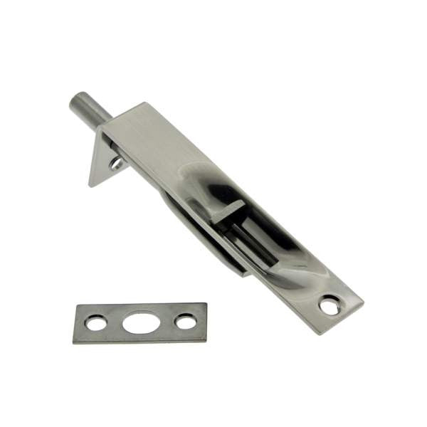 IDH Brass 11014-15A: 4" Solid Brass Flush Bolt Square Ends - Antique Nickel