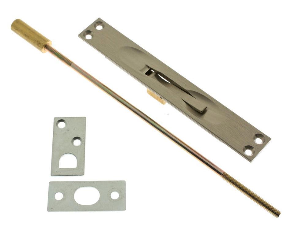 IDH Brass 11020-015: 6-3/4" Extension Flush Bolt w/12" Rod -  Satin Nickel