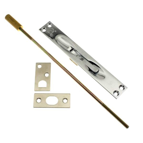 IDH Brass 11020-026: 6-3/4" Extension Flush Bolt w/12" Rod - Polished Chrome