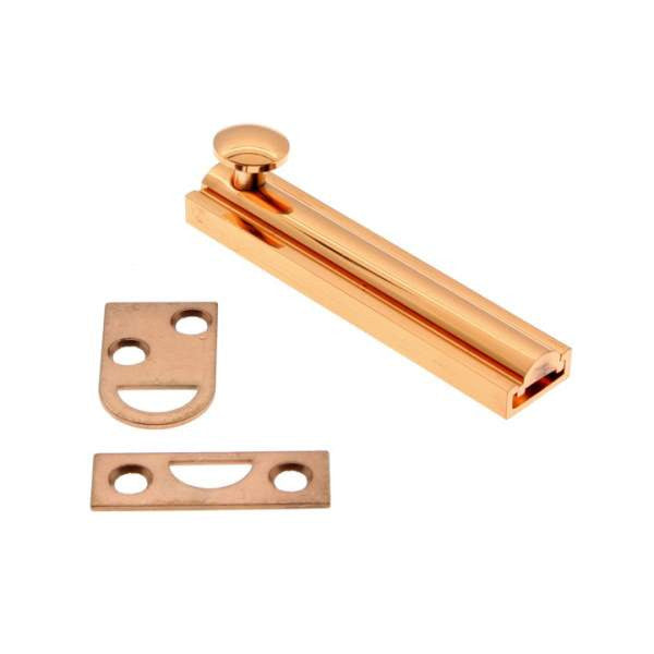 IDH Brass 11042-008: 2" Classic Solid Brass Surface Bolt - Bright Copper