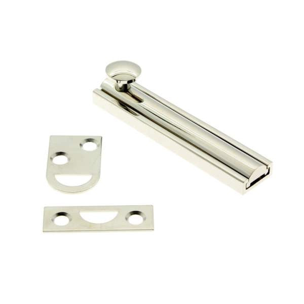 IDH Brass 11042-014: 2" Classic Solid Brass Surface Bolt - Bright Nickel