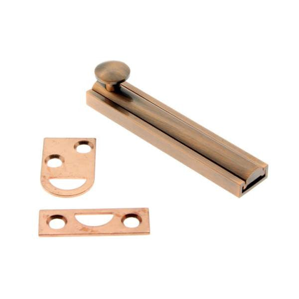 IDH Brass 11043-08A: 3" Classic Solid Brass Surface Bolt - Antique Copper